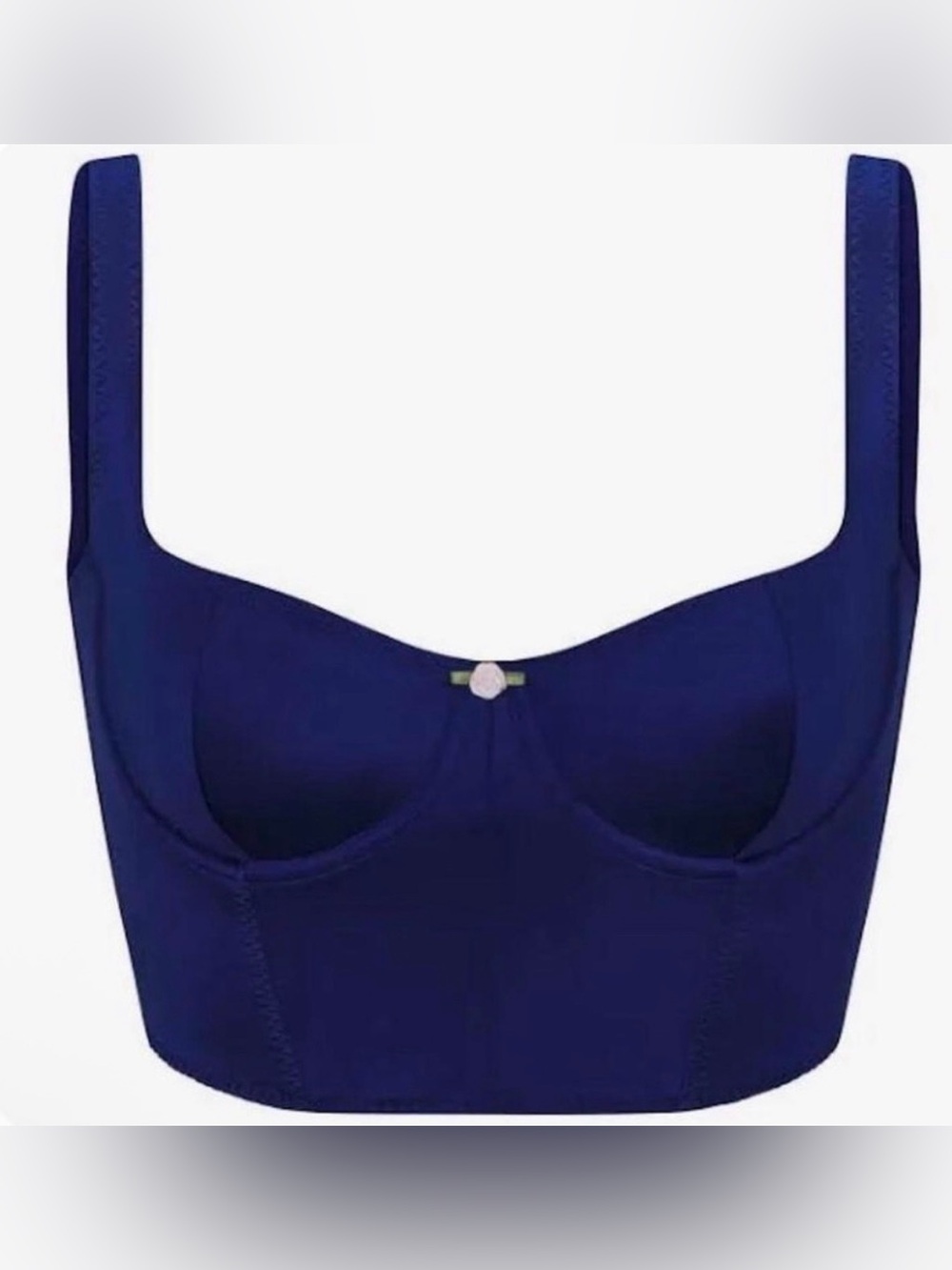 SKIMS Stretch Satin Corset Neptune Blue Rosette Bustier Top Small